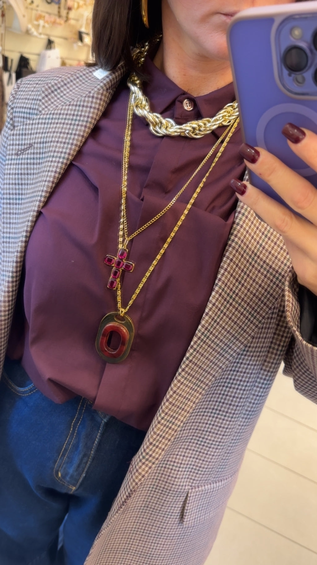 Collana Croce con pietre di Nali