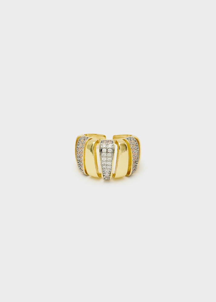 Anello a fasce alternate oro e argento di Nali