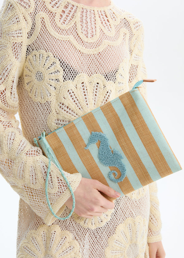 Pouch Stripes in paglia di Nali