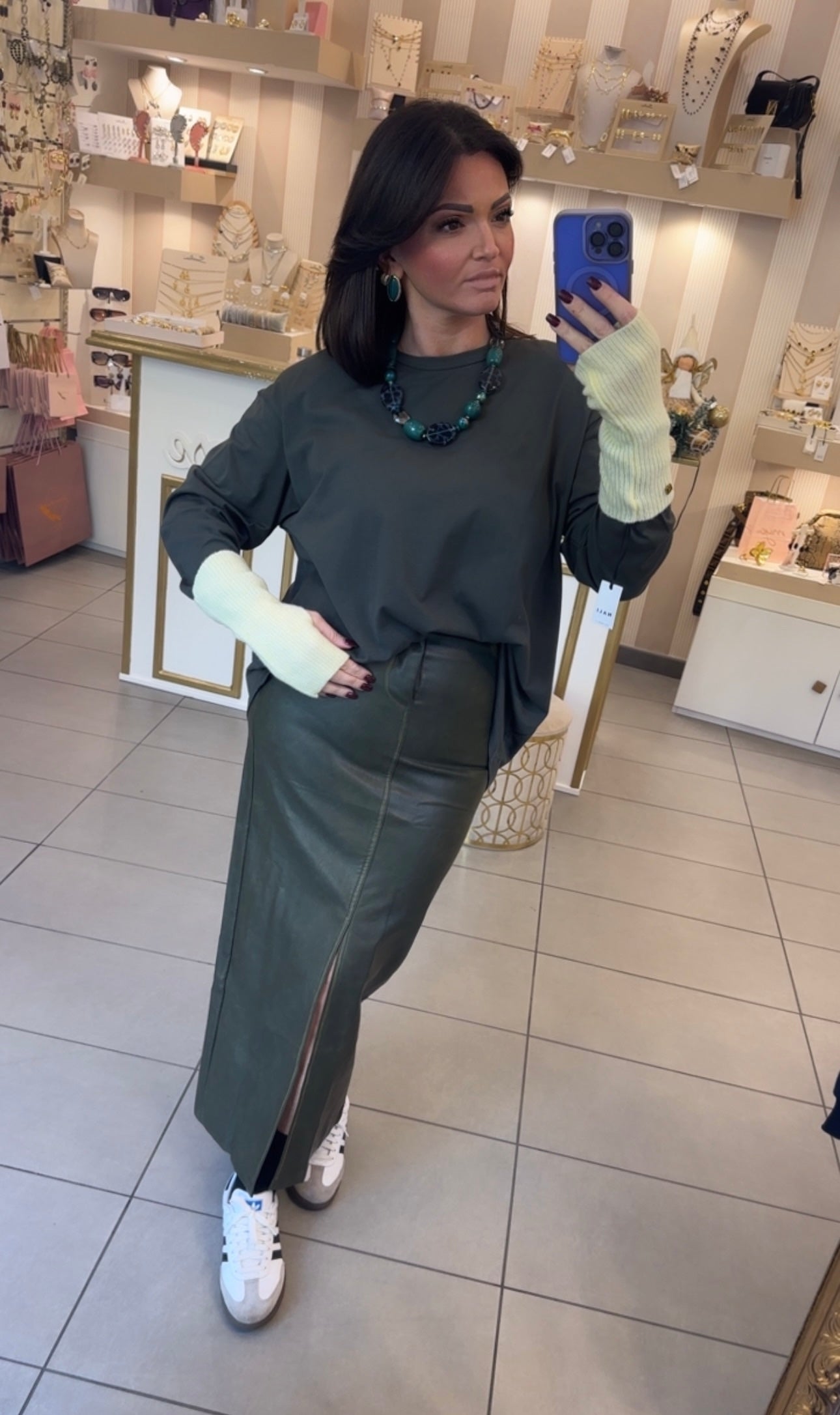 Longuette in ecopelle felpata