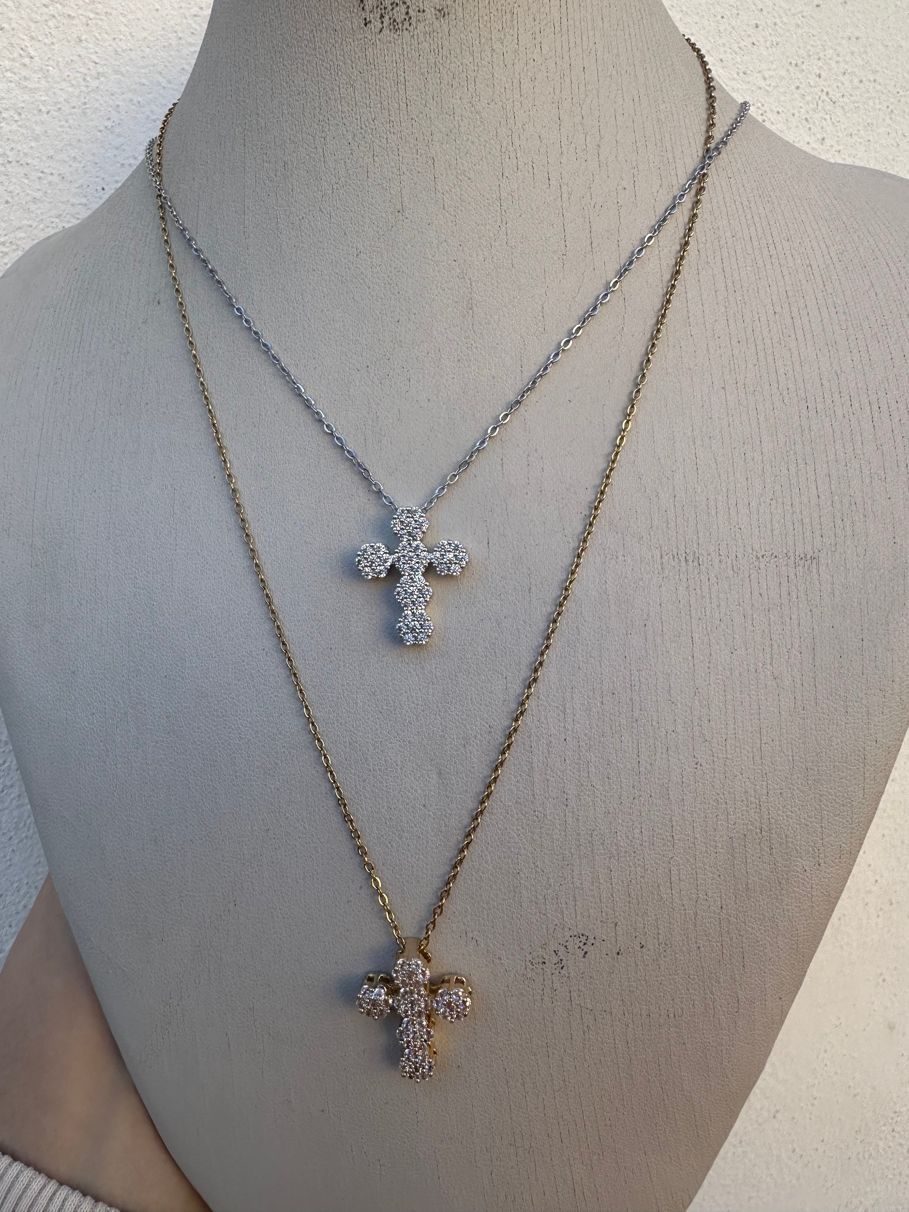 Collana croce strass