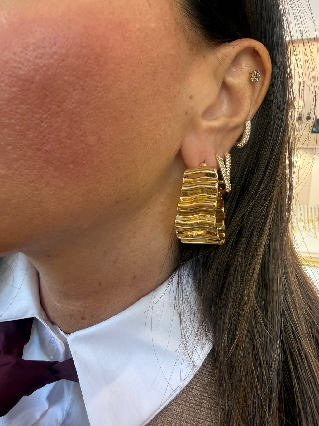 Orecchino a cerchio ondulati Nalì