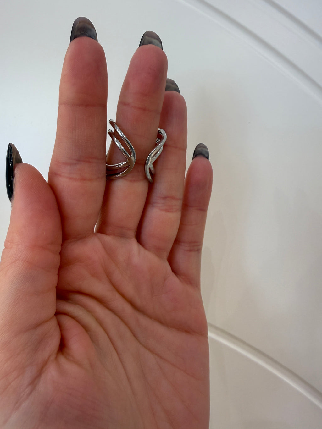 Anello doppio incrocio strass