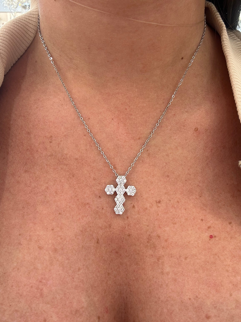 Collana croce strass