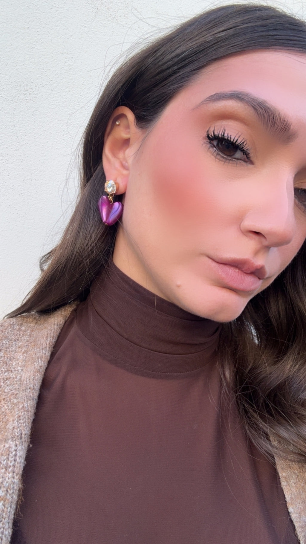 Orecchino cristallo e cuore Demetra