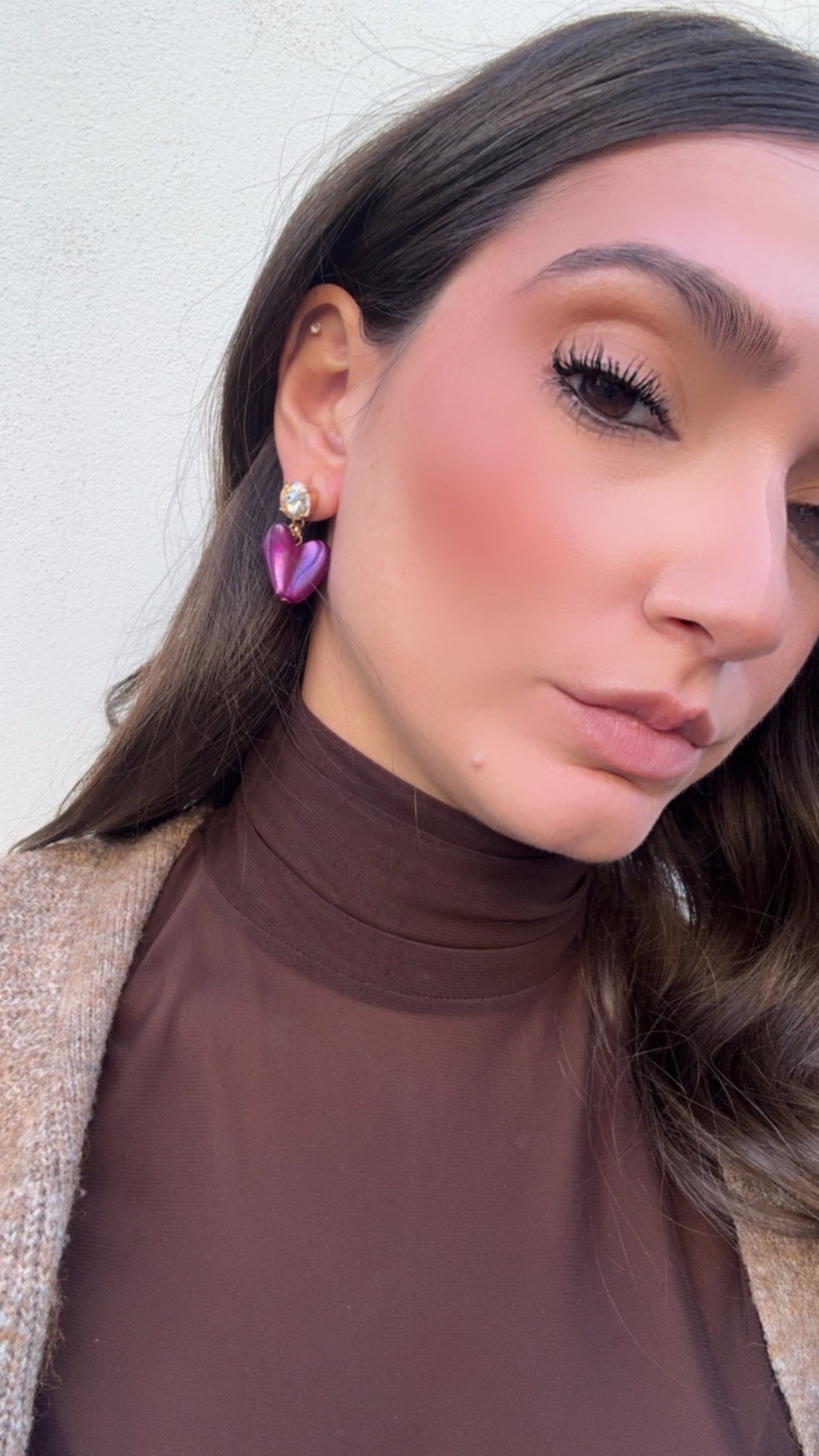 Orecchino cristallo e cuore Demetra