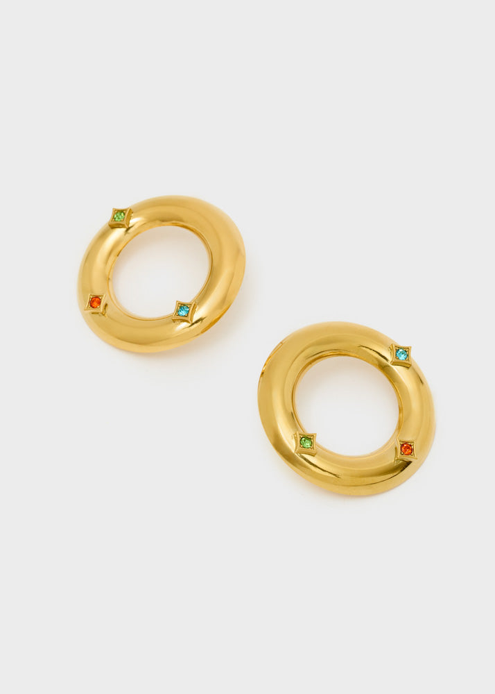 Orecchini cerchio con zirconi multicolor di Nali