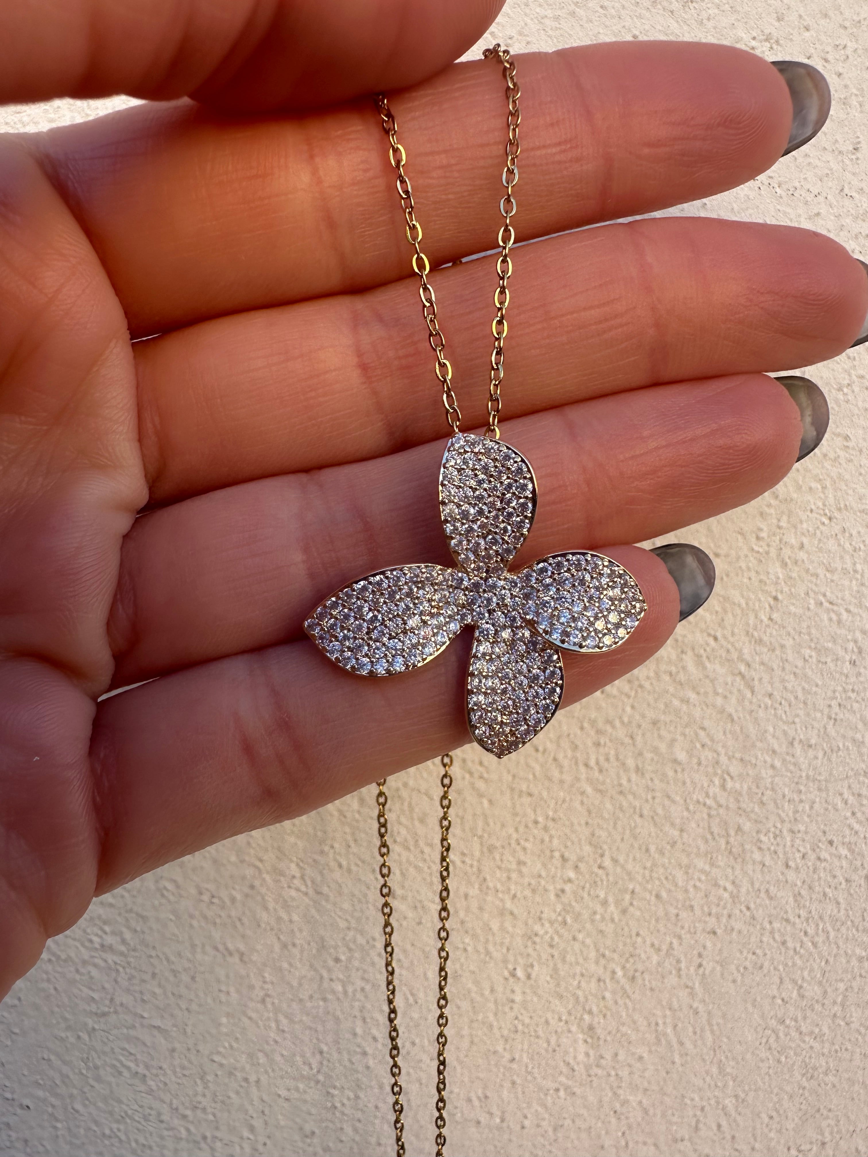 Collana fiore strass