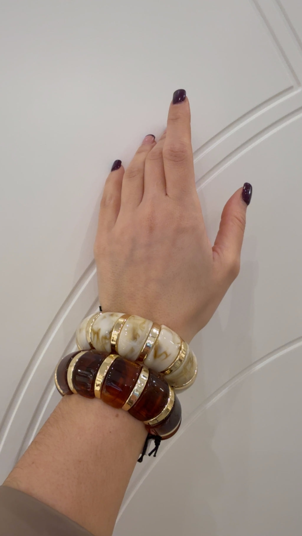 Bracciale Thin piccolo marrone/bianco di Nali