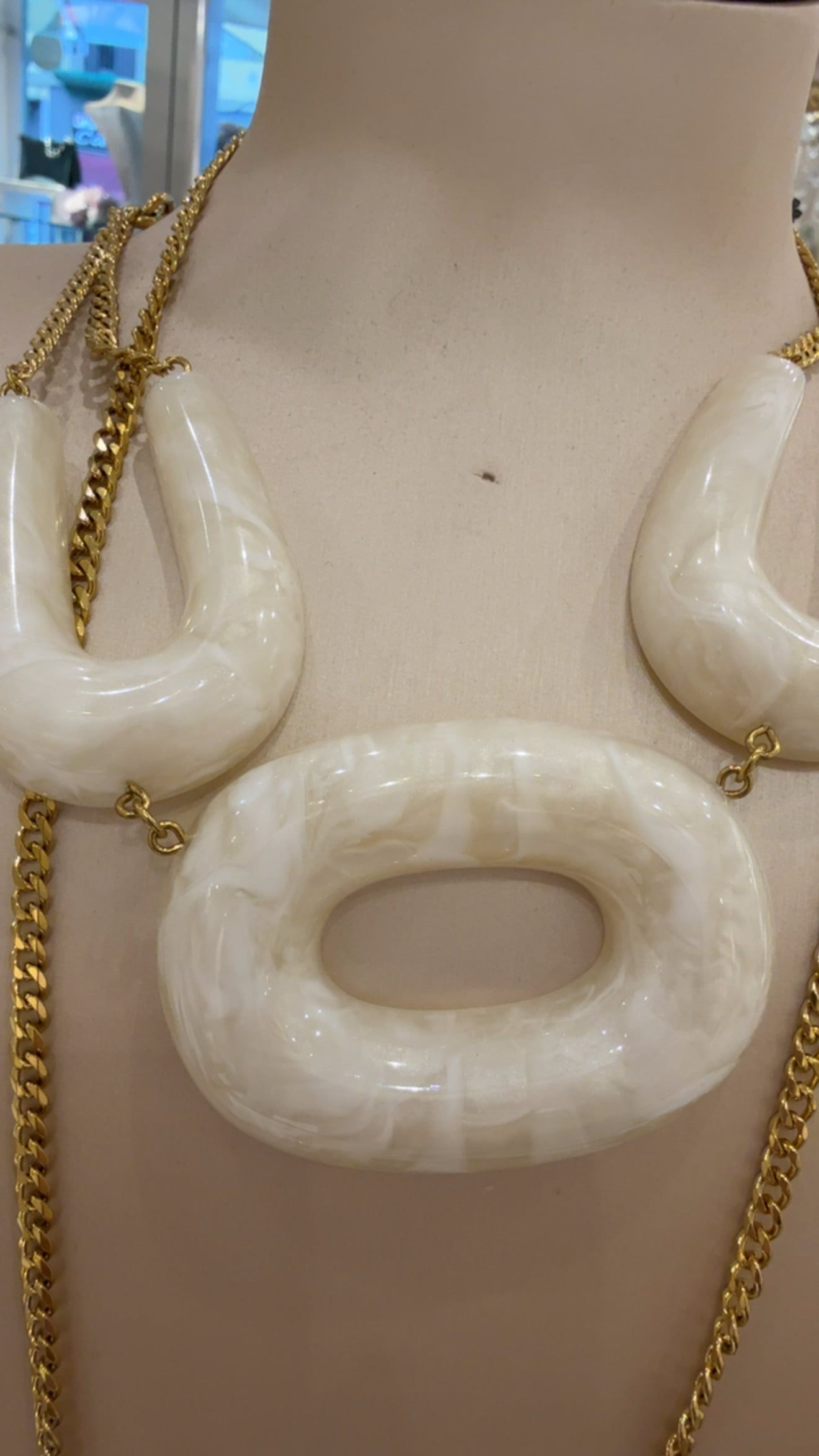 Collana Dallas corta marrone/bianco di Nali