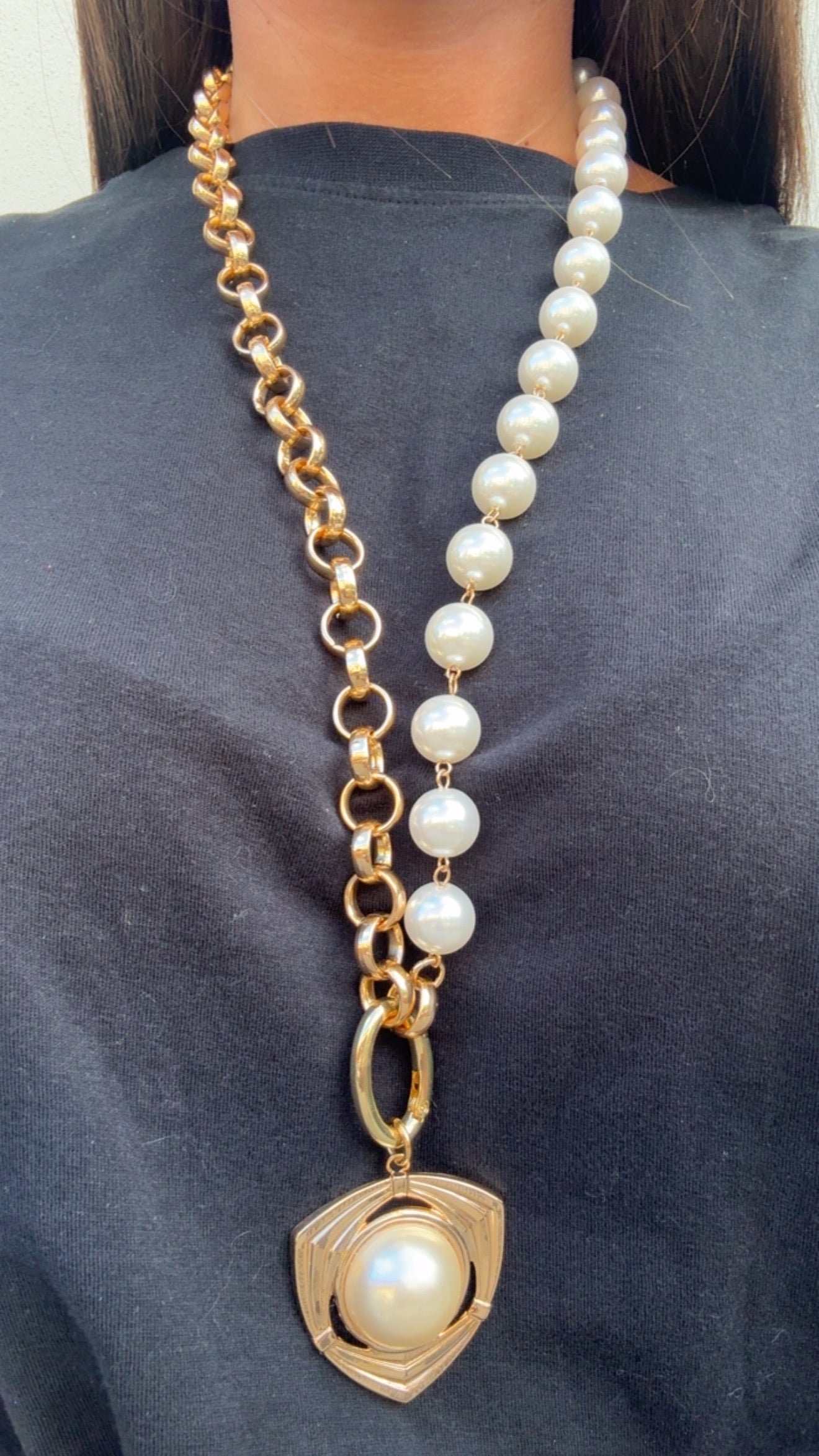 Collana perle lunga con pendente BYBA