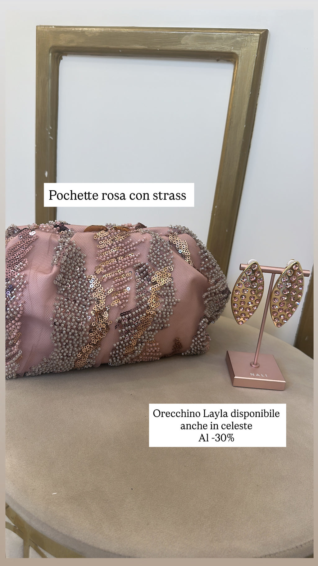Pochette Rosa con strass