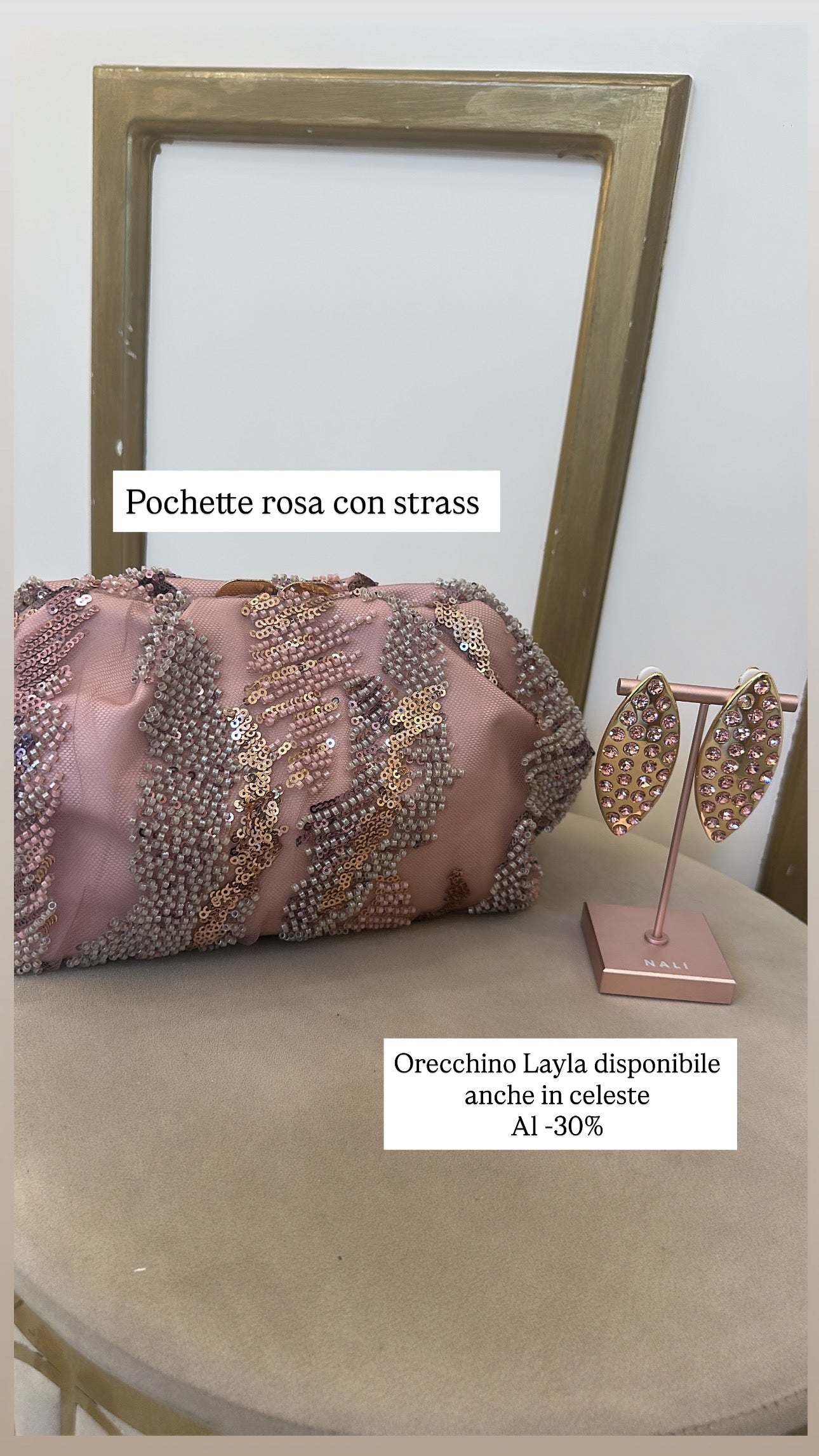 Pochette Rosa con strass