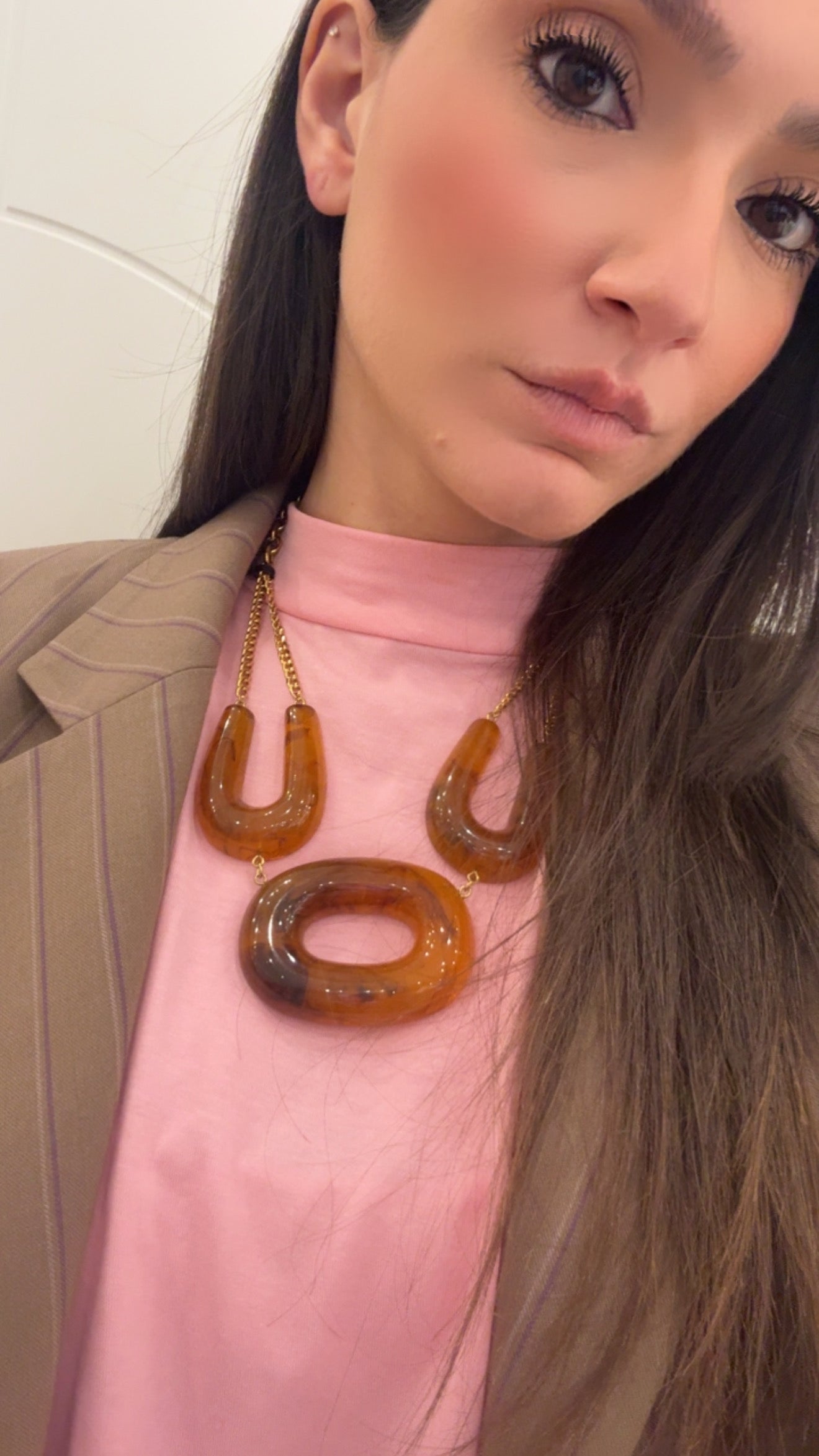 Collana Dallas corta marrone/bianco di Nali