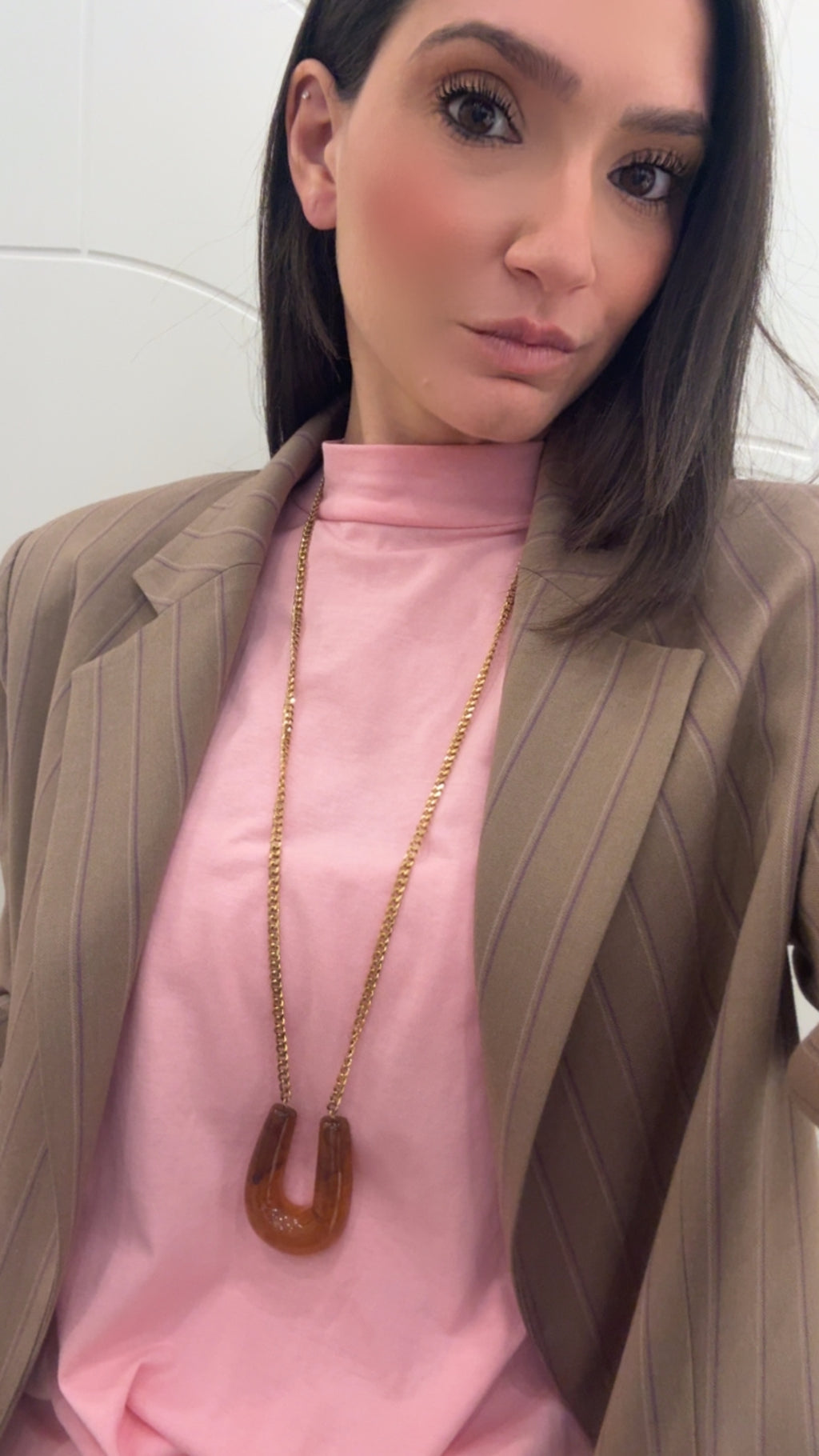 Collana Mia lunga marrone/bianco di Nali