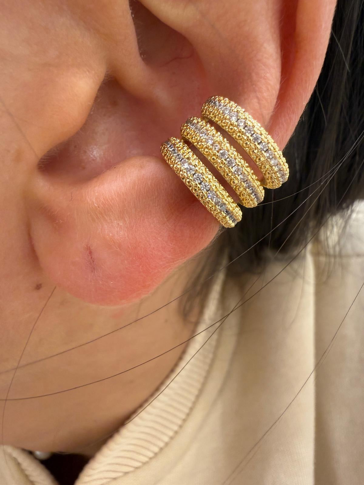 Earcuff tre fili strass