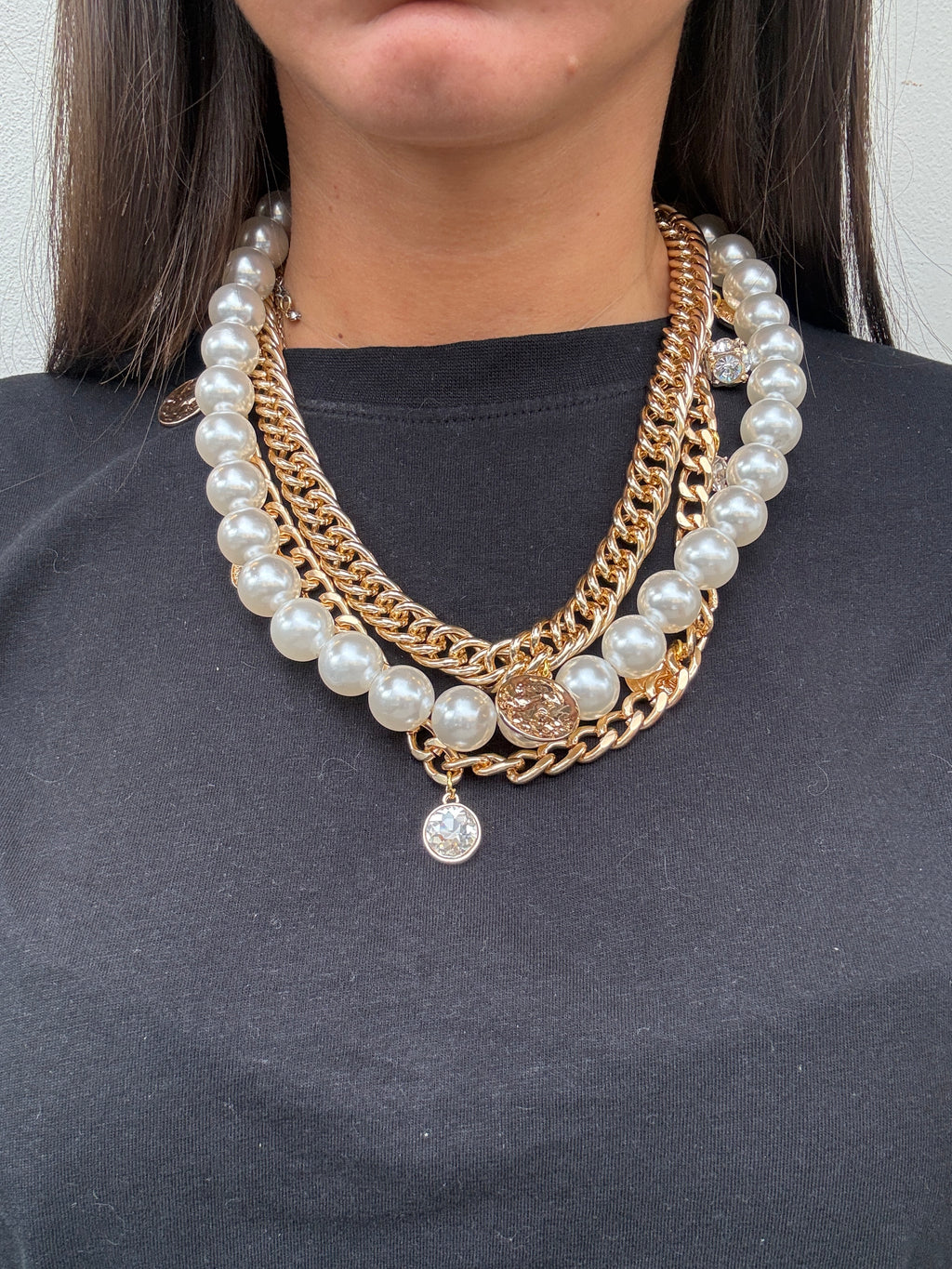 Collana multifili con perla BYBA