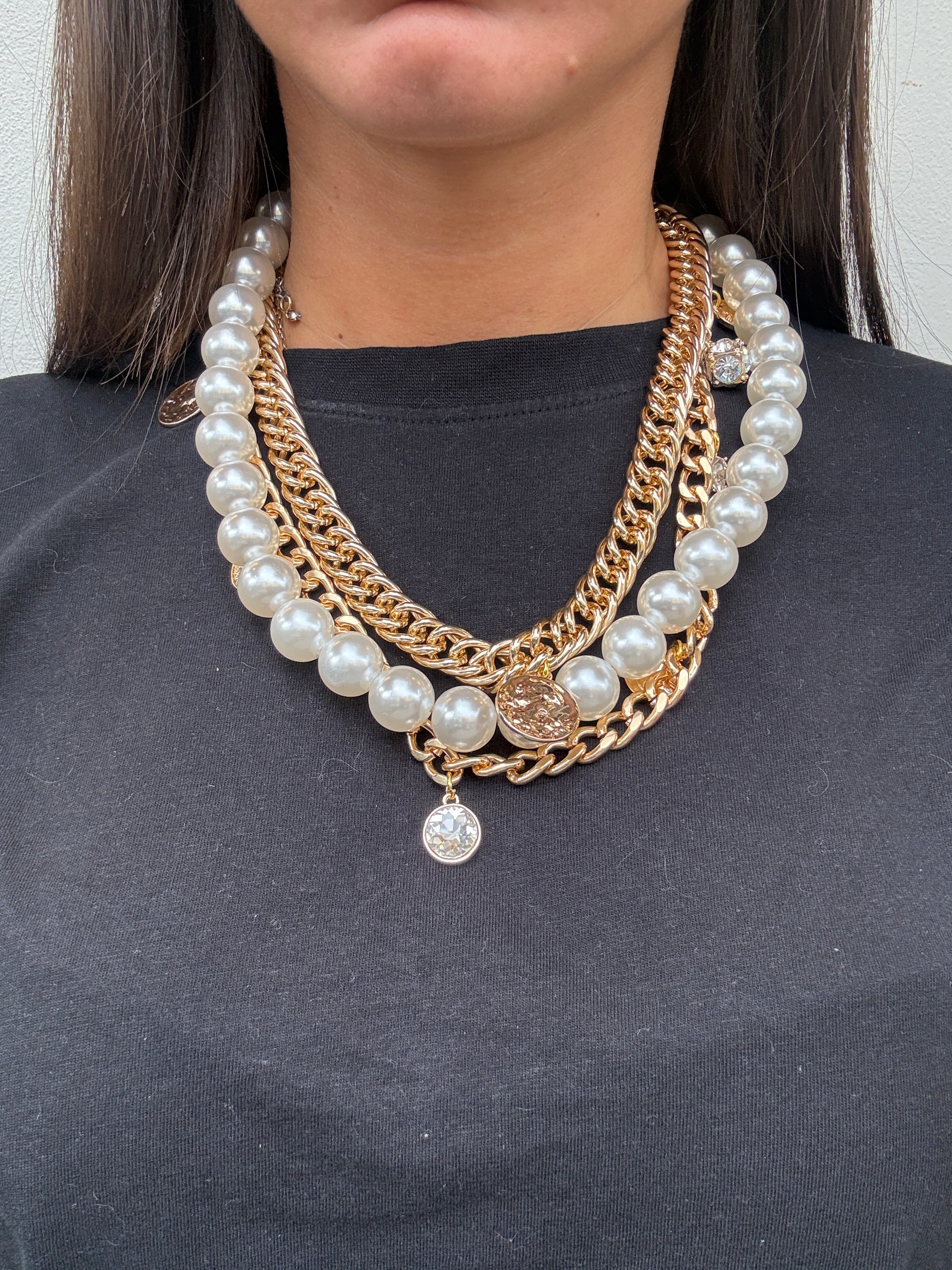 Collana multifili con perla BYBA