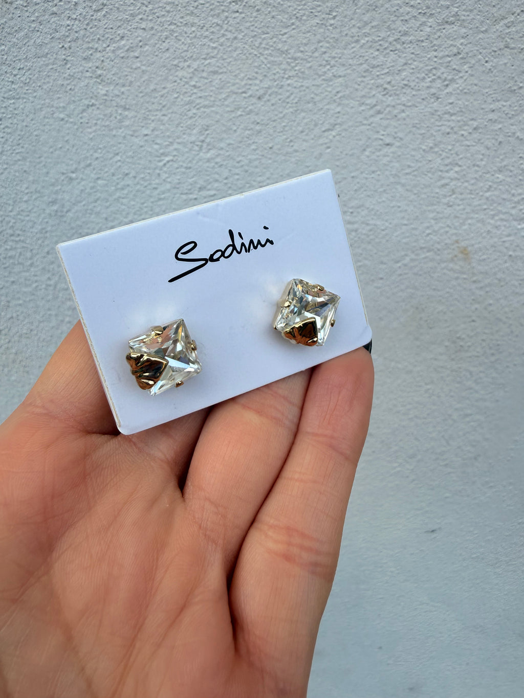 Orecchini medium cristallo foglia Daphne di Sodini
