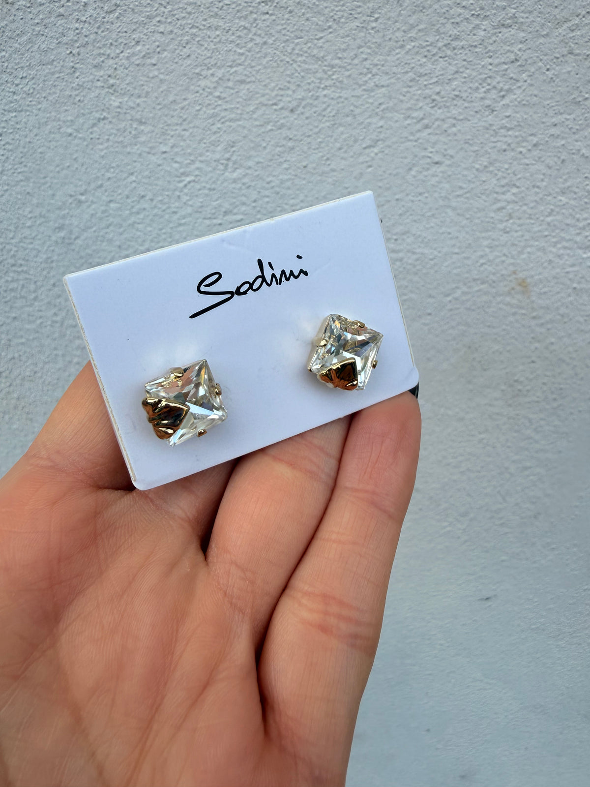 Orecchini medium cristallo foglia Daphne di Sodini