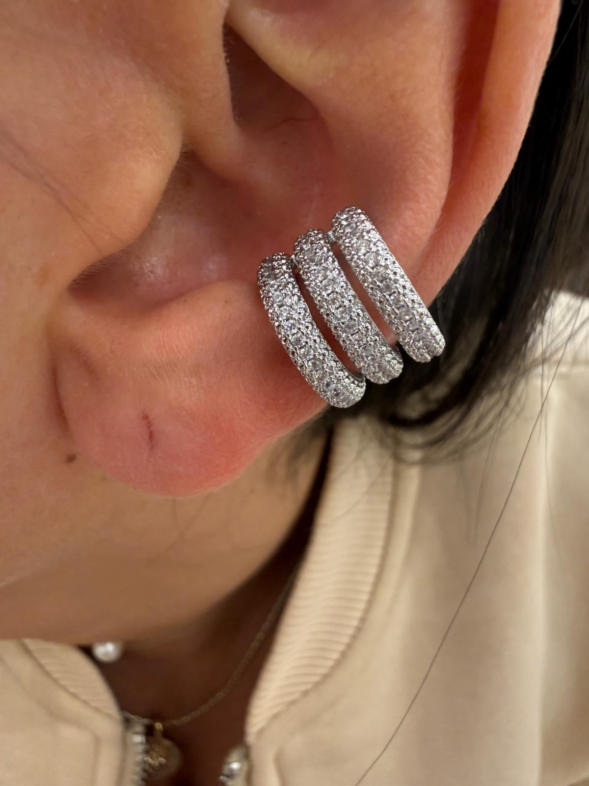 Earcuff tre fili strass