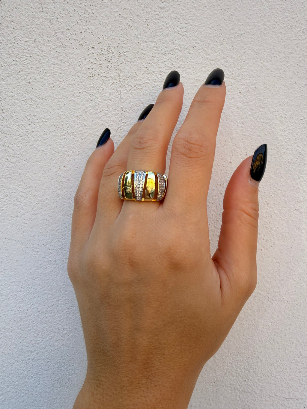 Anello a fasce alternate oro e argento di Nali
