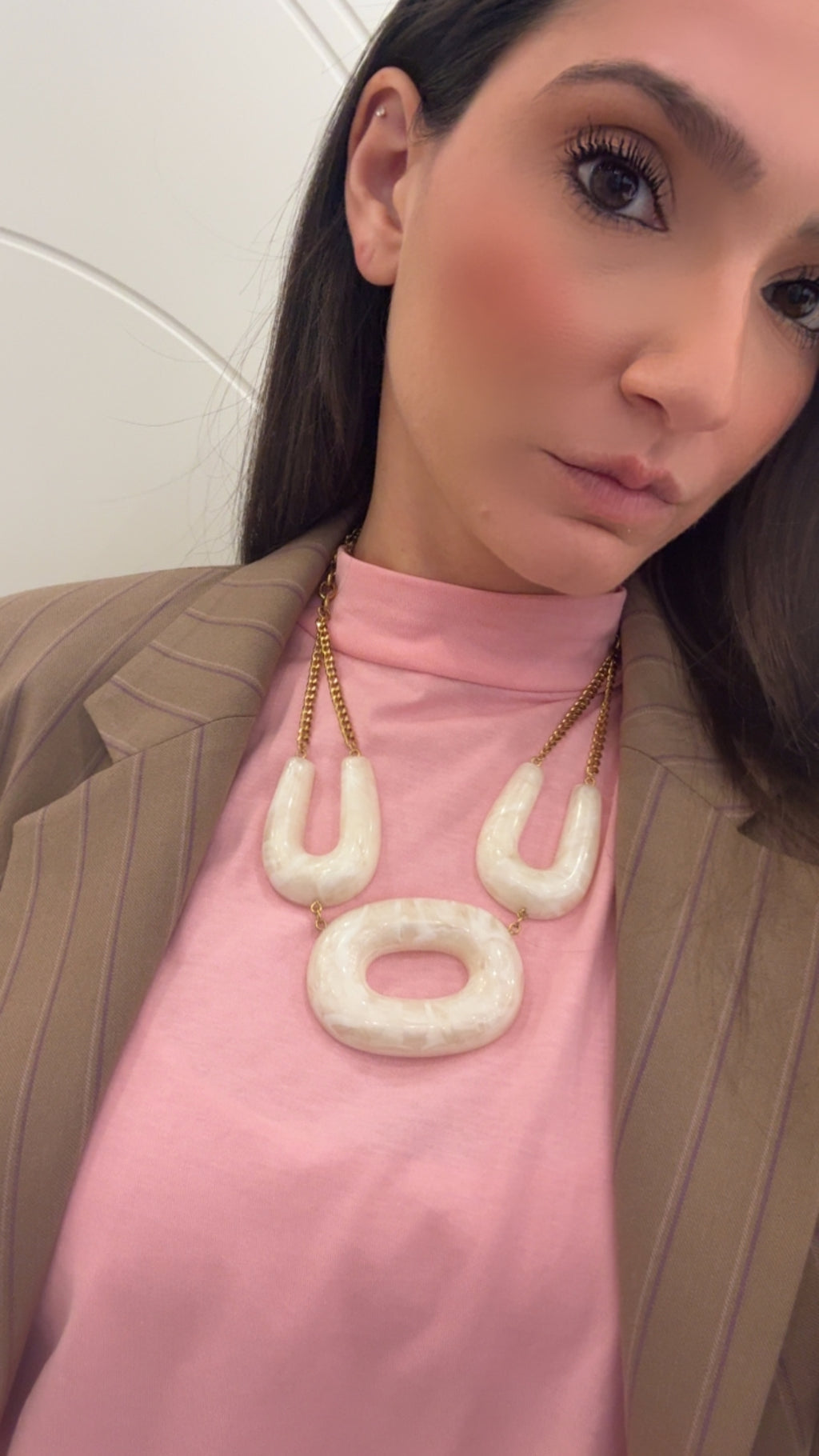 Collana Dallas corta marrone/bianco di Nali