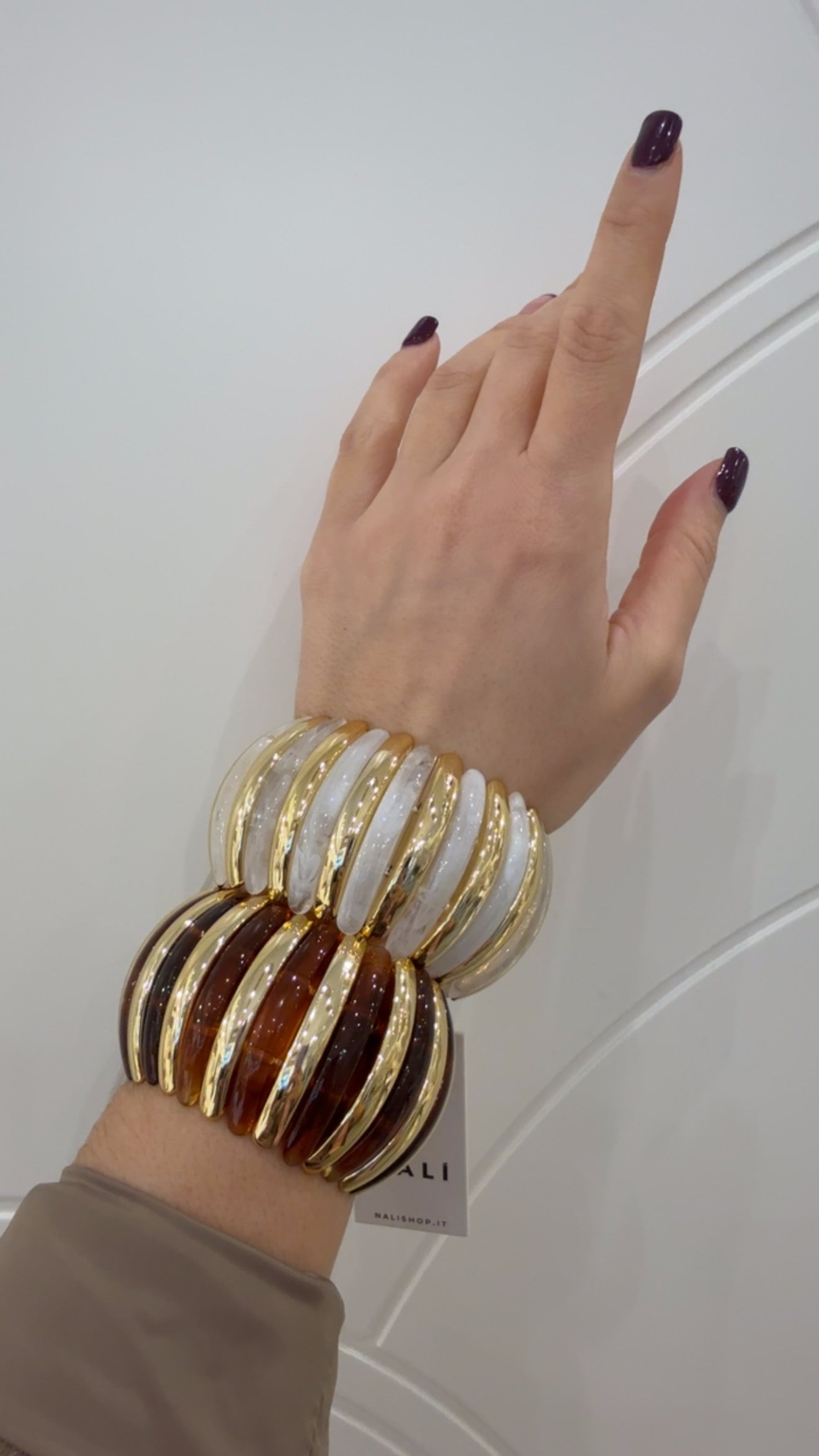 Bracciale Big elastico marrone/bianco di Nali