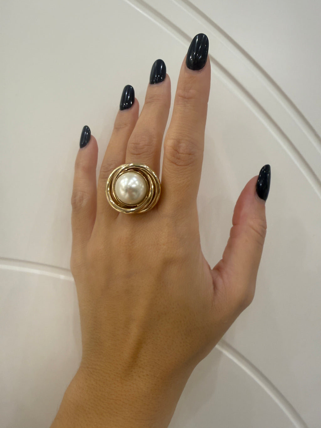 Anello eclissi con perla