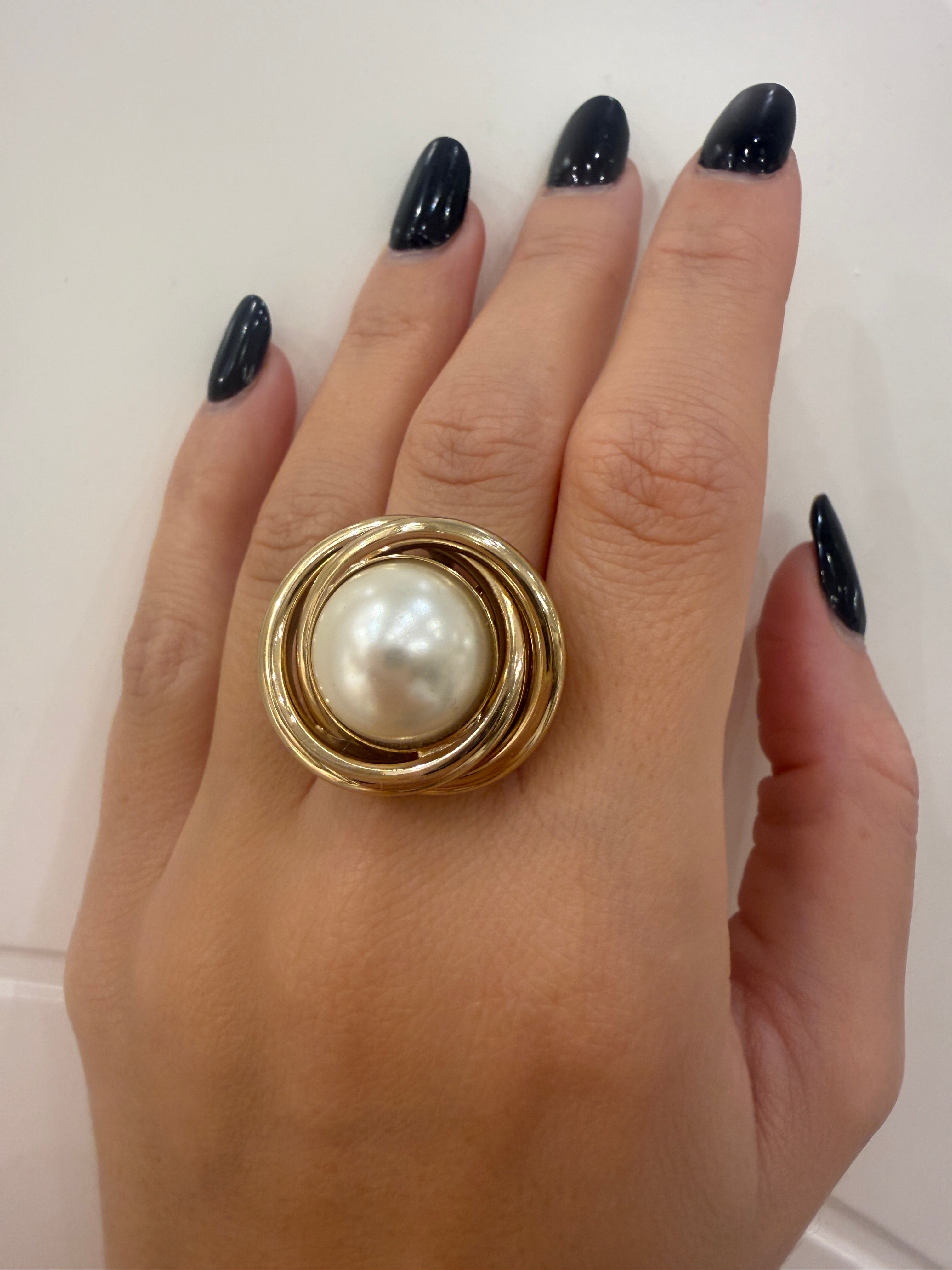 Anello eclissi con perla