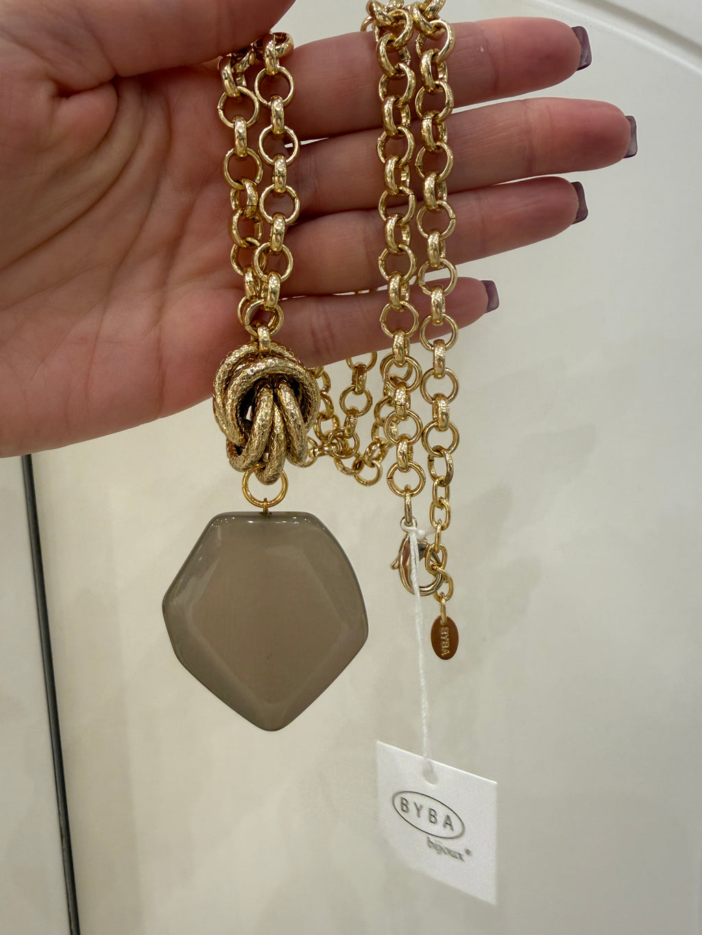 Collana pendente grigio byba Bijoux