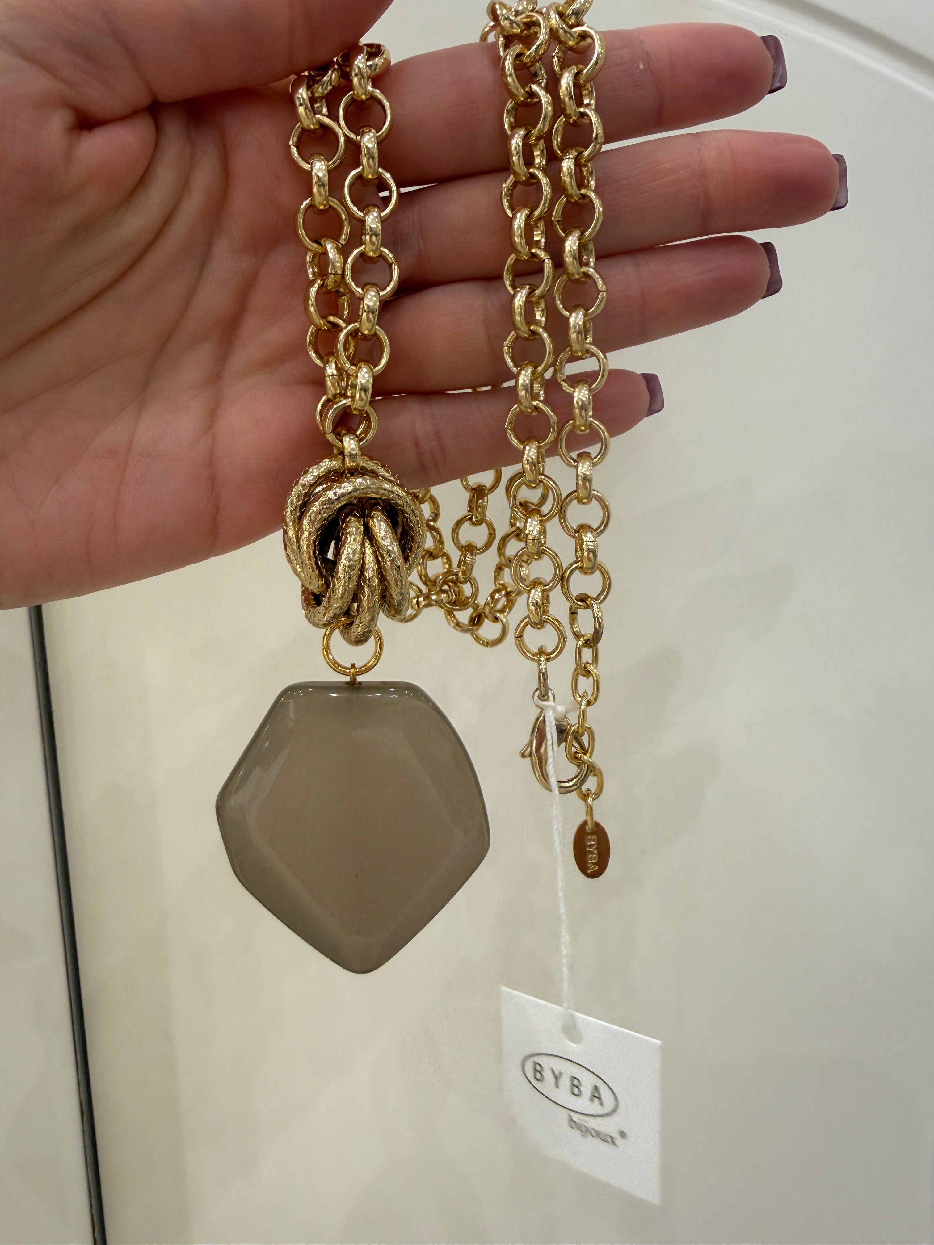 Collana pendente grigio byba Bijoux