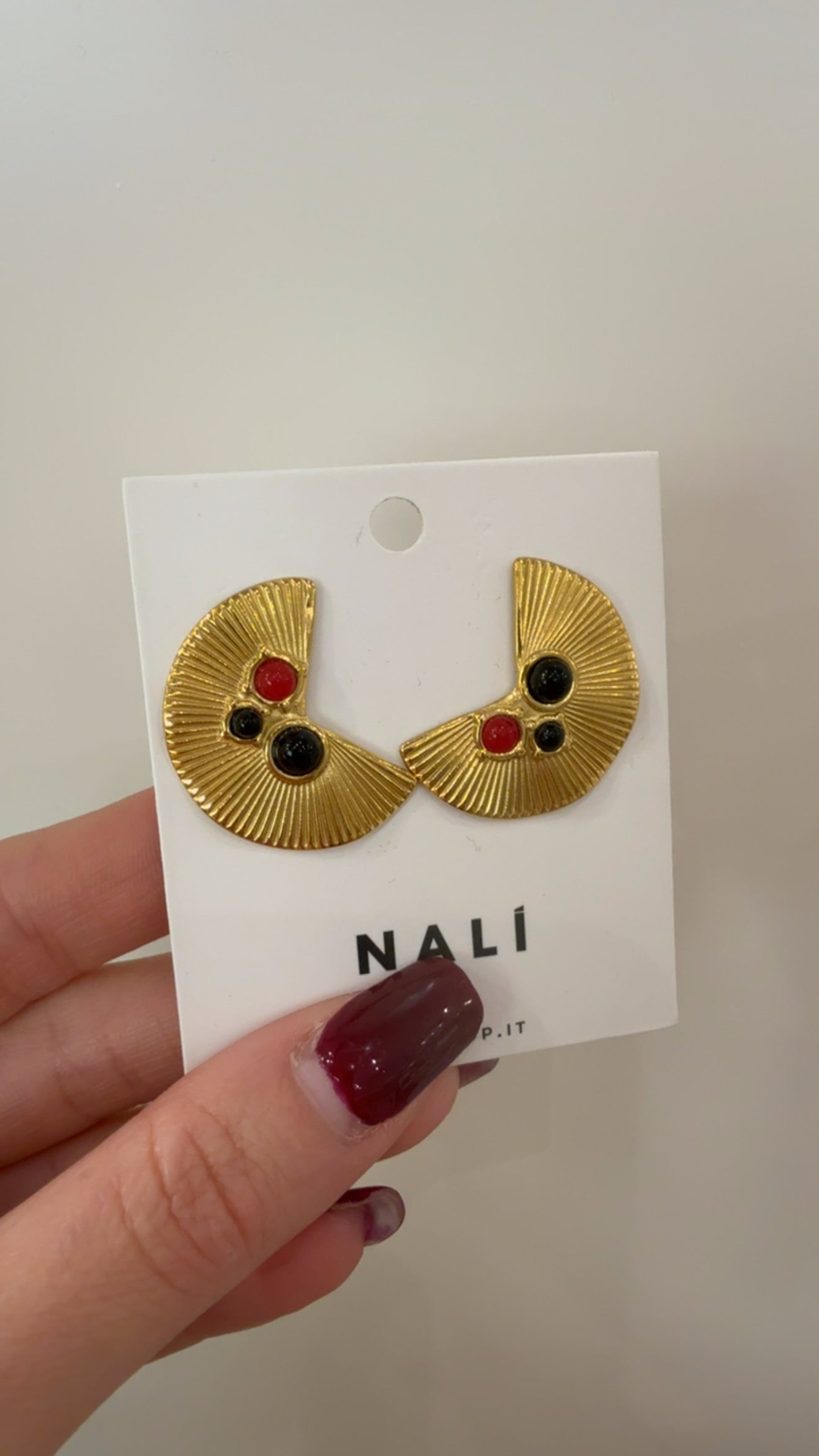 Orecchino semicerchi con pietre di Nali￼