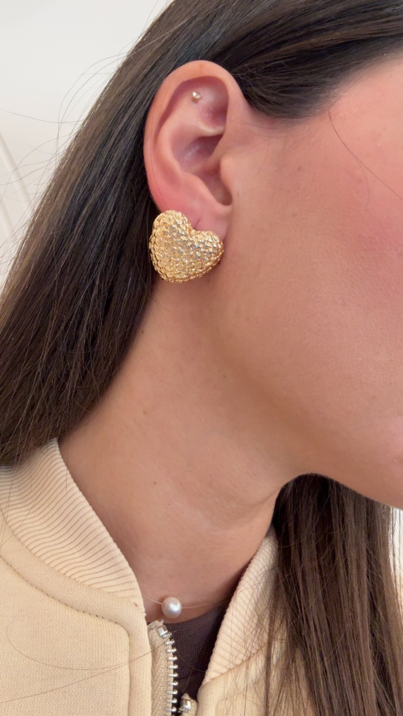 Orecchini Cuore martellati di Nali￼