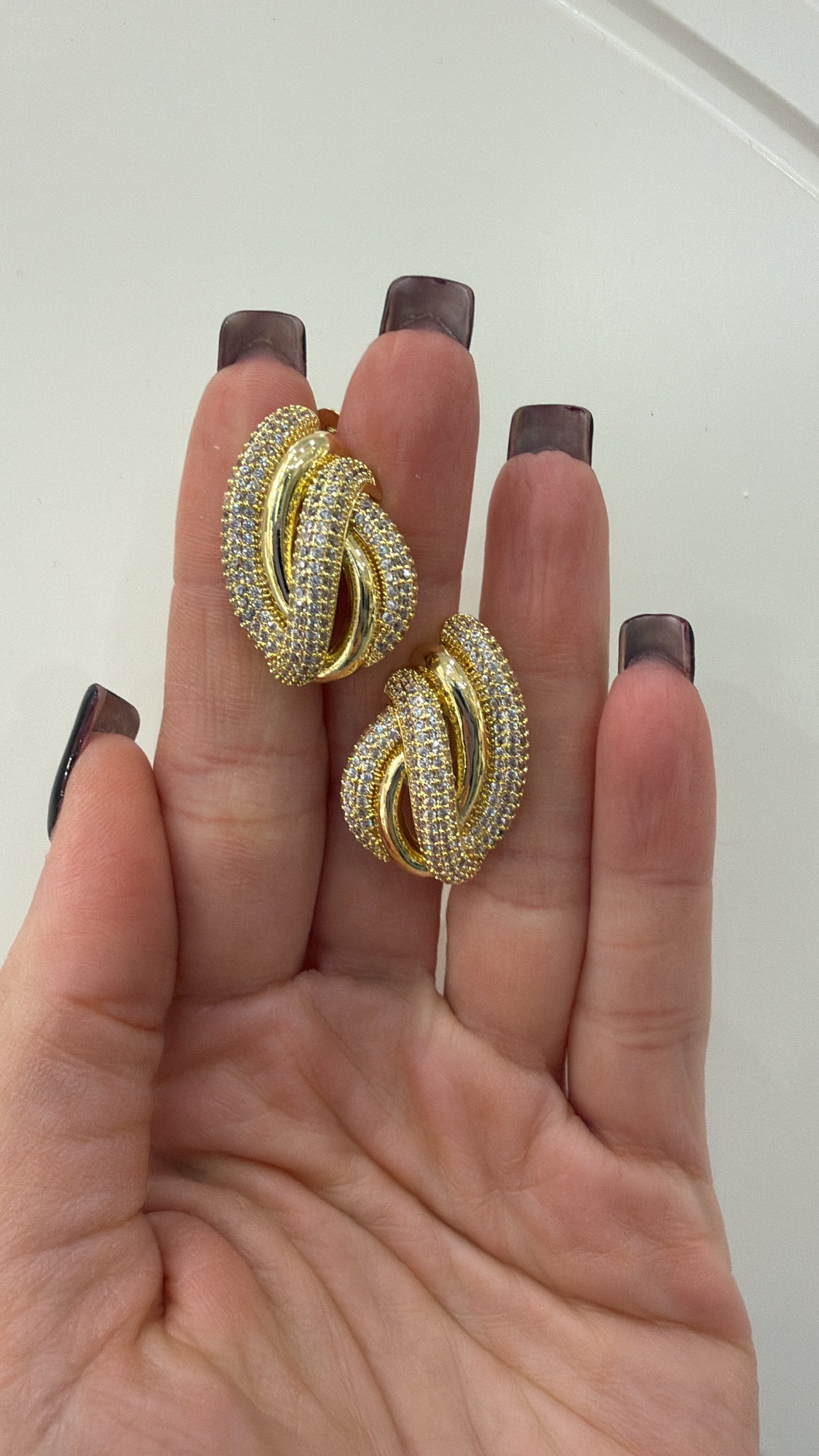 Orecchino intreccio Strass