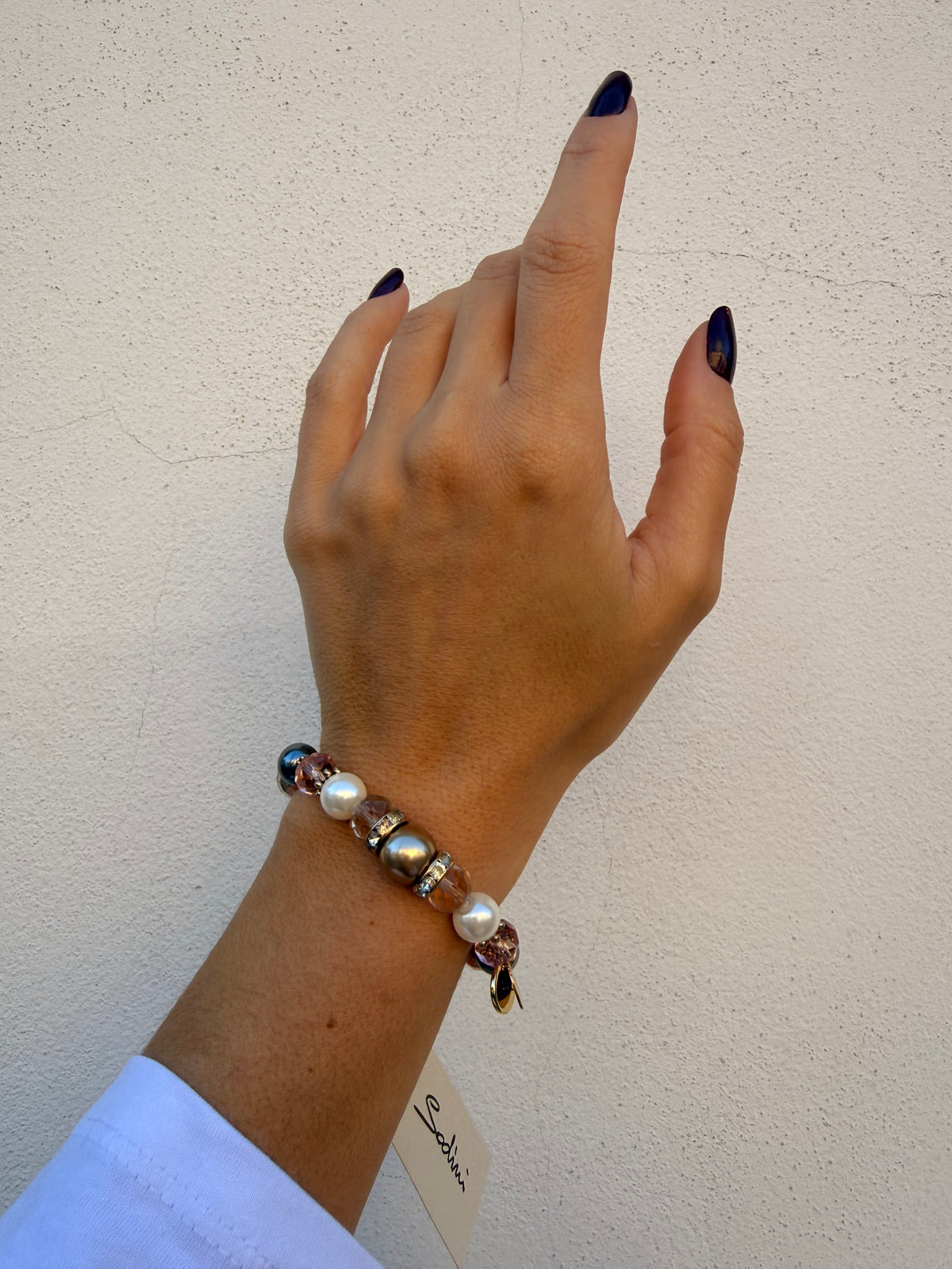 Bracciale elastico sfere perline anellini Hera