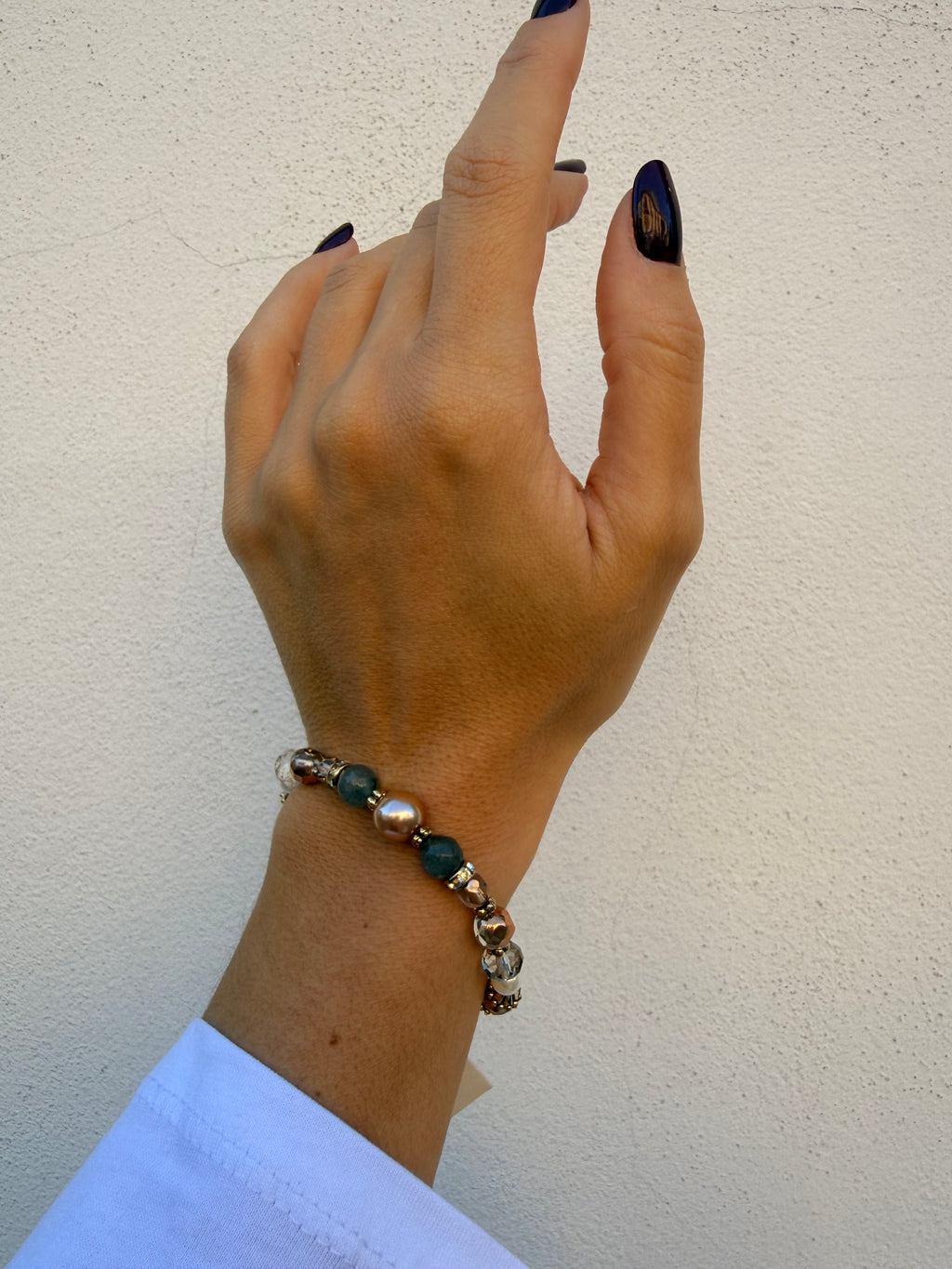 Bracciale elastico sfere perline boule sfaccettate Hera