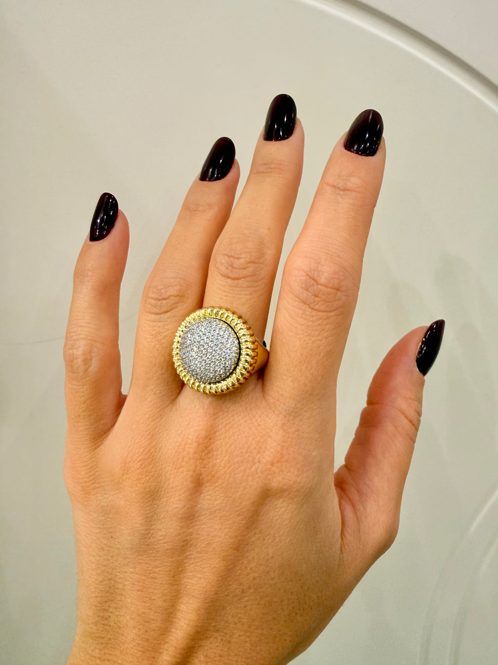 Anello over con zirconi di Nali